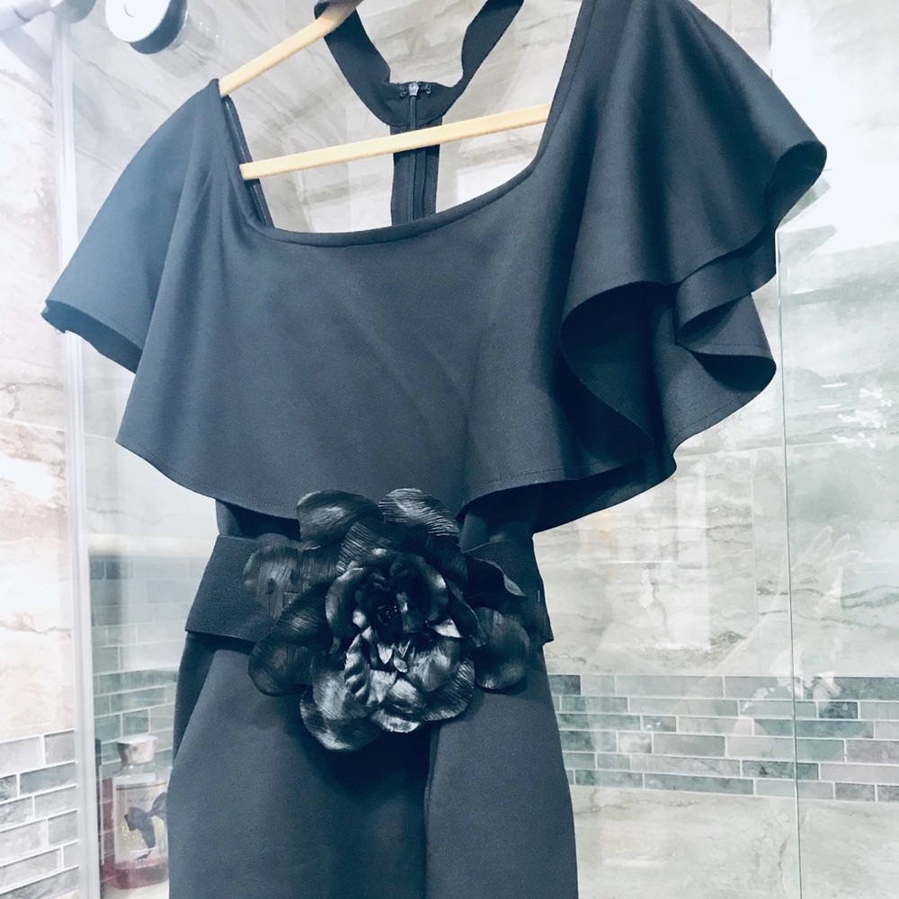 Endless Rose Off shoulder Black Romper Dress